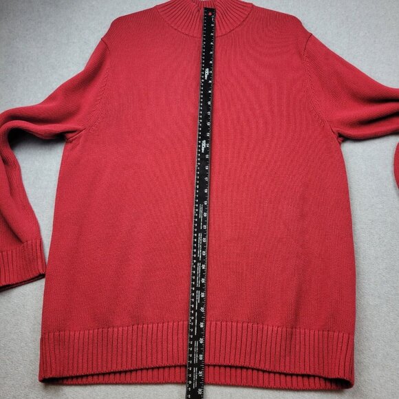 LL Bean Sweater Mens Size XL Double L Quarter Zip Red Knit 1/4 Zip Cotto… - Picture 7 of 10